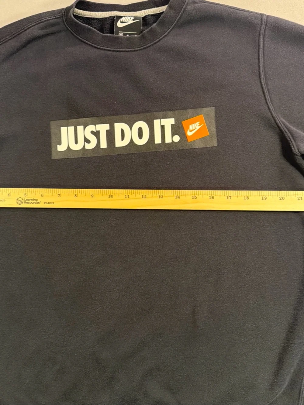 Nike Black Crewneck Sweatshirt with White 'Just Do It.' Box and Orange Tag